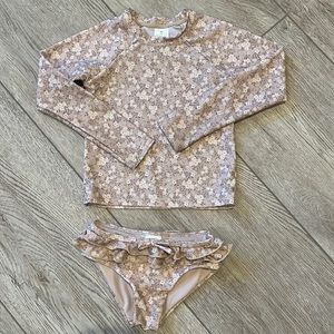 Jamie Kay rashguard and ruffle bottom set.  Like new!  Size 2T